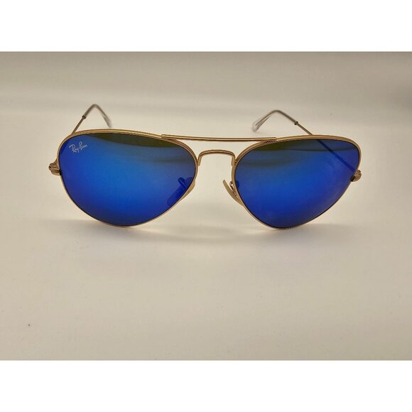 Ray-Ban Aviator Large Metal Matte Arista Sunglasses With Grey Mirror Blue Lenses - Picture 2 of 7